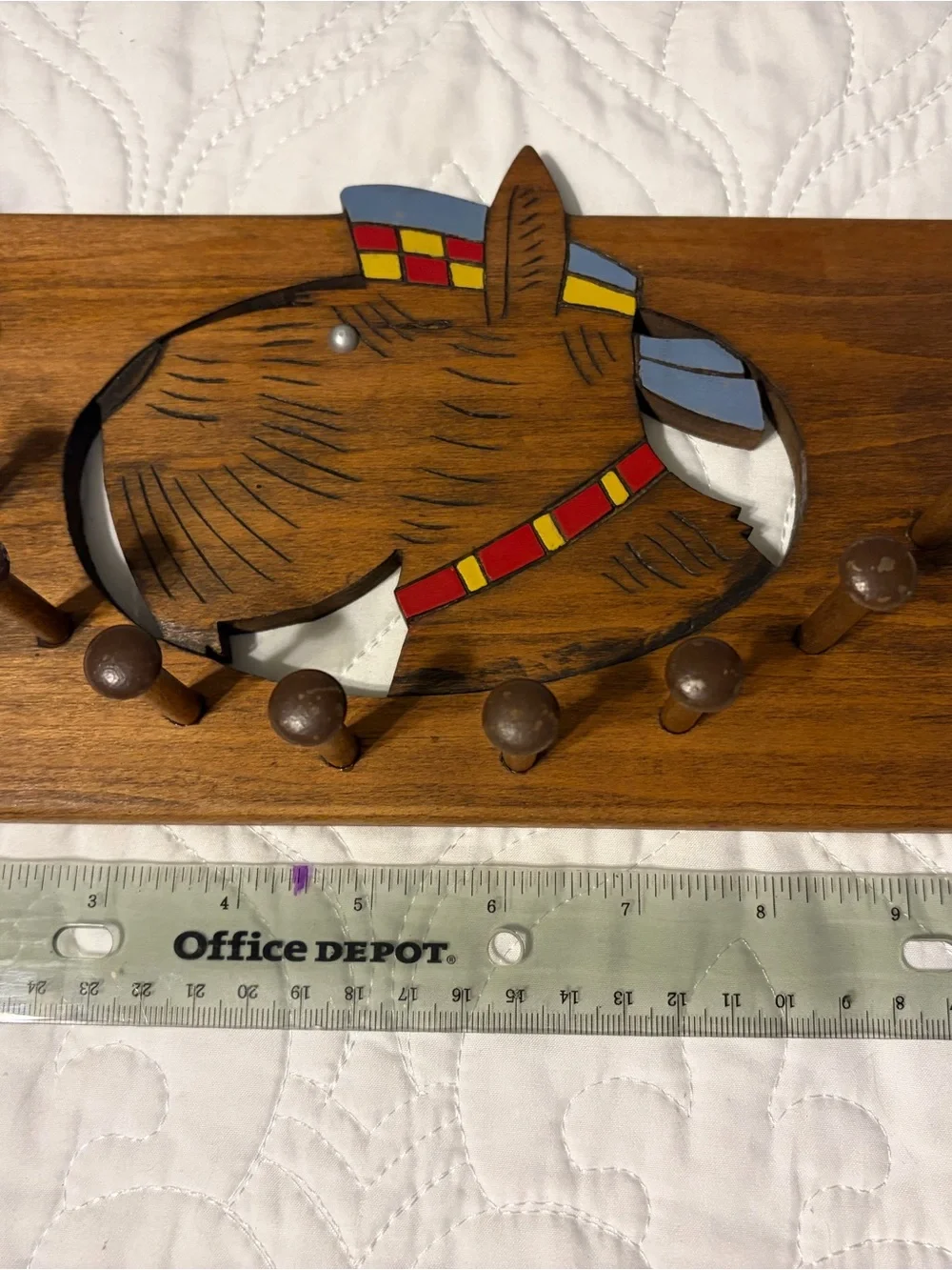 Vintage Wooden Scottish Dog Wall Hook - Belt/Tie Organizer-